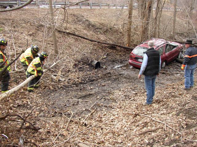 Firefighters Assist In Vehicle Removal By Cutting Tree At Rt. 6 Accident